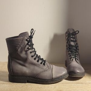 New Free People Sparrow Faded Black Women's Lace-Up Combat Boots Eur 38